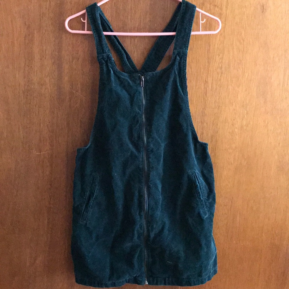 Faux suede overall dress